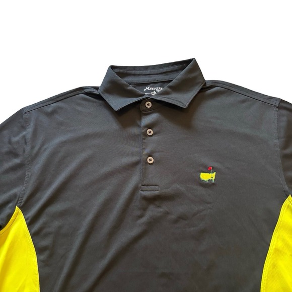 Masters Tech Other - Masters Tech Mens Golf Polo Shirt Black Yellow Colorblock‎ Size Medium RN133979